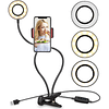 Selfie Ring Light with Cell Phone Holder Stand for Live Stream/Makeup, Clip on, Flexible Arms