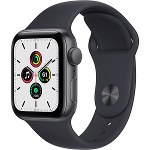 Apple Watch SE [GPS 40mm] Smart Watch w/ Space Grey Aluminium Case with Midnight Sport Band.
