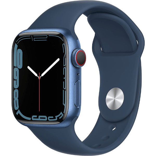 Apple Watch Series 7 [GPS + Cellular 41mm] Smart Watch w/ Blue Aluminum Case with Abyss Blue Sport Band